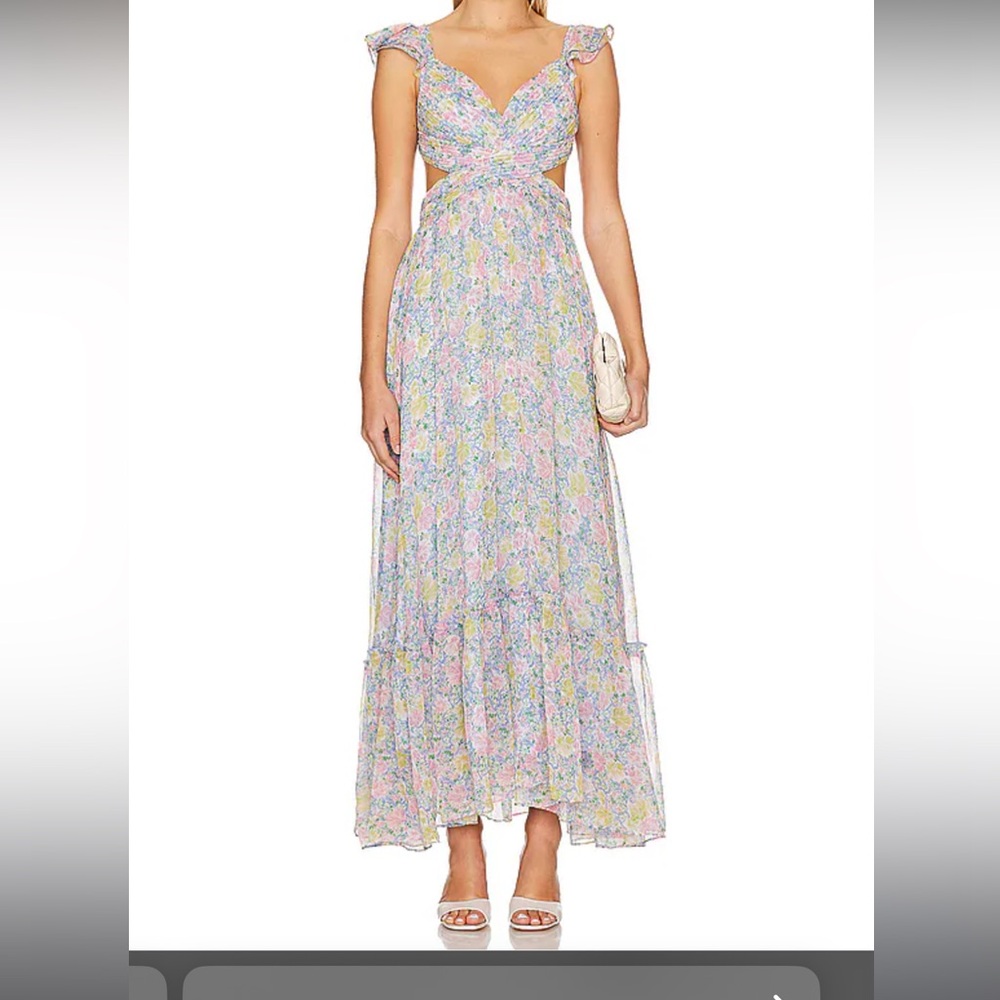 ASTR The Label Primrose Blue and Pink Colorful Dress EUC